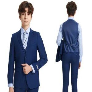 Exclusive Stacy Adams 5pc Boys Suit Solid Slim Fit, Indigo